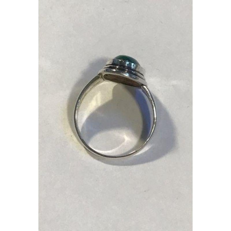 Georg Jensen Sterling Silber Ring Nr. 47 mit grünem Achat Ringgröße 69/US 12½ Gewicht 8,4 gr/0,30 oz
