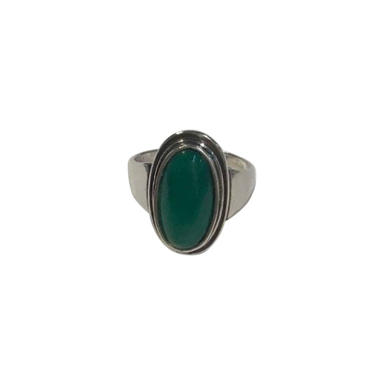 Georg Jensen Sterlingsilber-Ring Nr. 47 mit grünem Achat