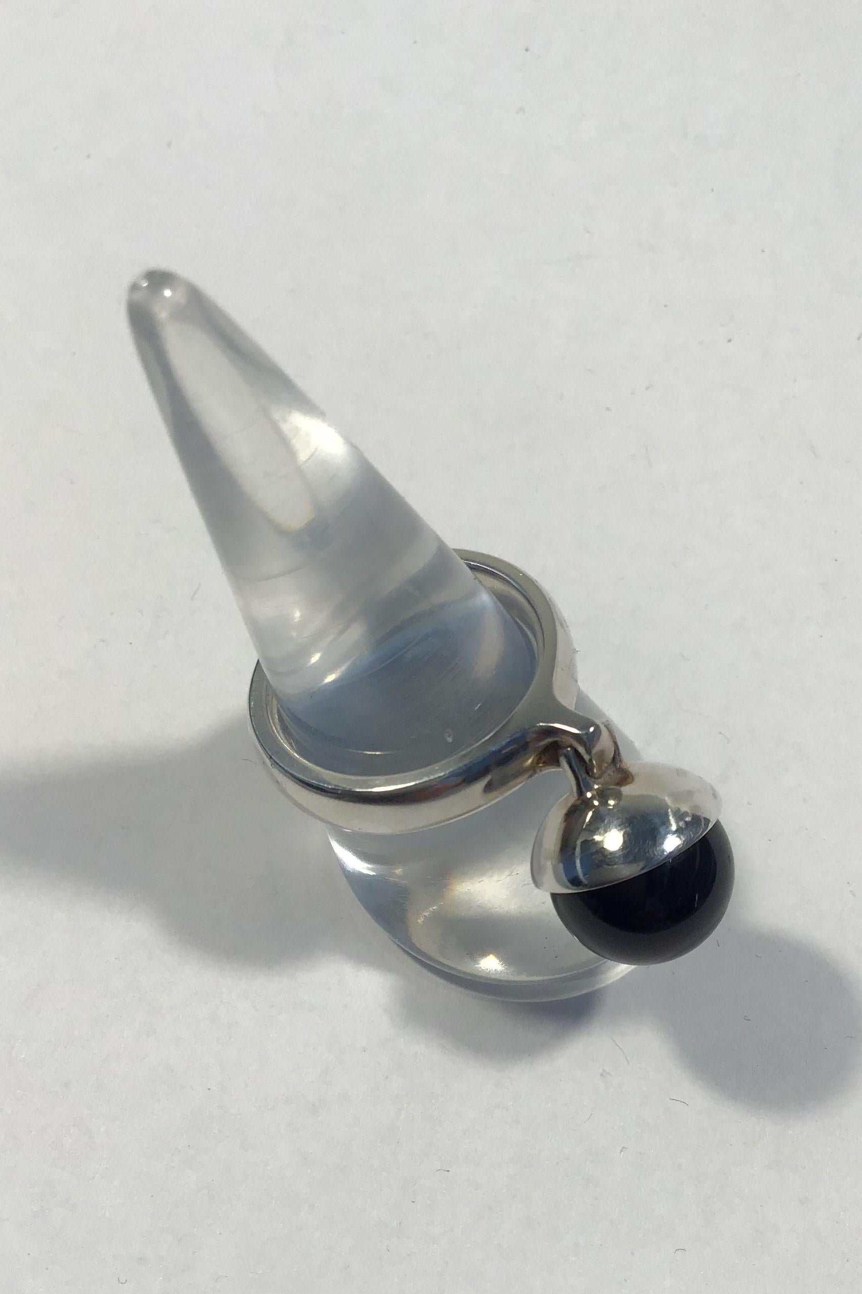 Bead Georg Jensen Sterling Silver Ring No 473A Sphere Onyx