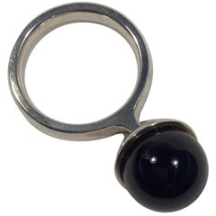 Georg Jensen Sterling Silver Ring No 473A Sphere Onyx