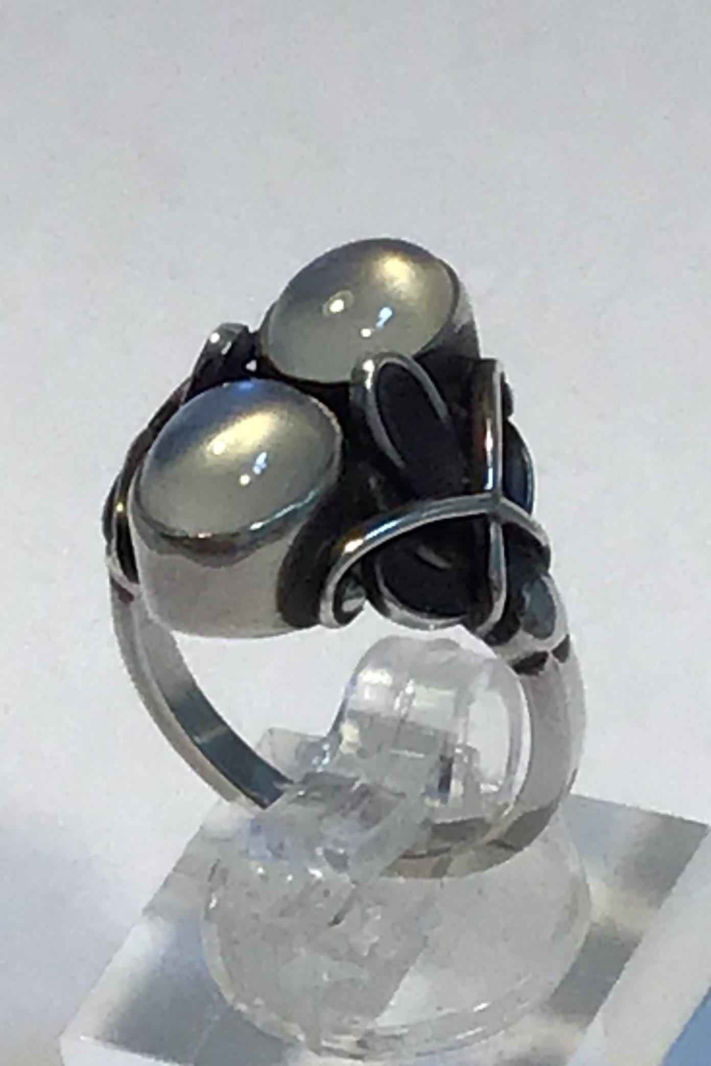 Georg Jensen Sterling Silver Ring No 48 Moon Stones 

Ring Size 53/US 6 1/4 
Weight 7.1gr/ 0.25 oz