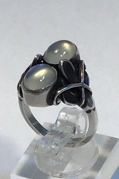 Georg Jensen Sterling Silver Ring No 48 Moon Stones