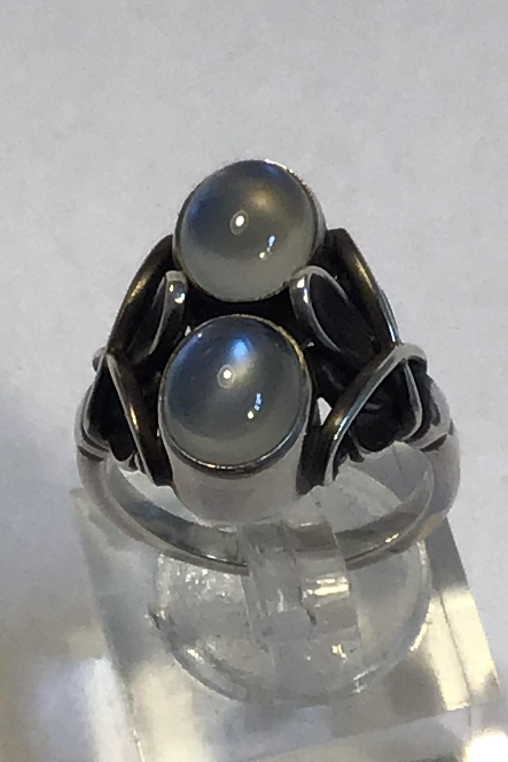 Art Nouveau Georg Jensen Sterling Silver Ring No 48 Moon Stones