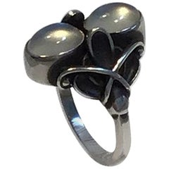 Georg Jensen Sterling Silver Ring No 48 Moon Stones