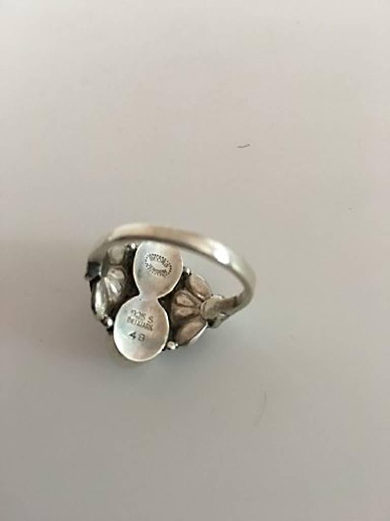 Art Nouveau Georg Jensen Sterling Silver Ring No 48 with Moon Stones
