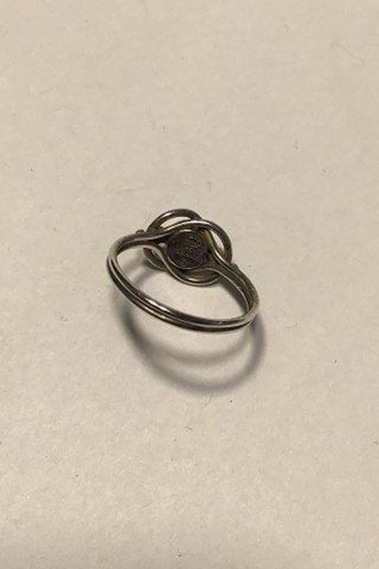 Georg Jensen Sterling Silver Ring No 5 Silver Stone For Sale 1