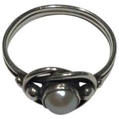 Georg Jensen Sterling Silver Ring No 5 with Pearl Ring