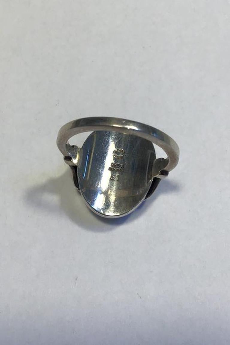Georg Jensen Sterling Silver Ring No 51 Silver Stone In Good Condition For Sale In Copenhagen, DK