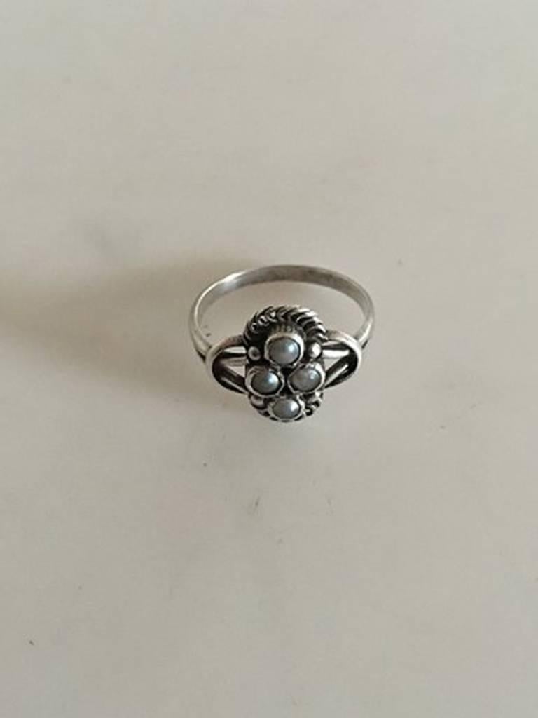 Georg Jensen Sterling Silver Ring No 52 with Pearls. From 1932-1944. Ring Size 57 / US 8). Weighs 2.5 g / 0.09 oz.
