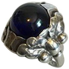 Georg Jensen Sterling Silver Ring with Blue Stone No 11A