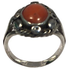 Georg Jensen Sterling Silver Ring with Coral
