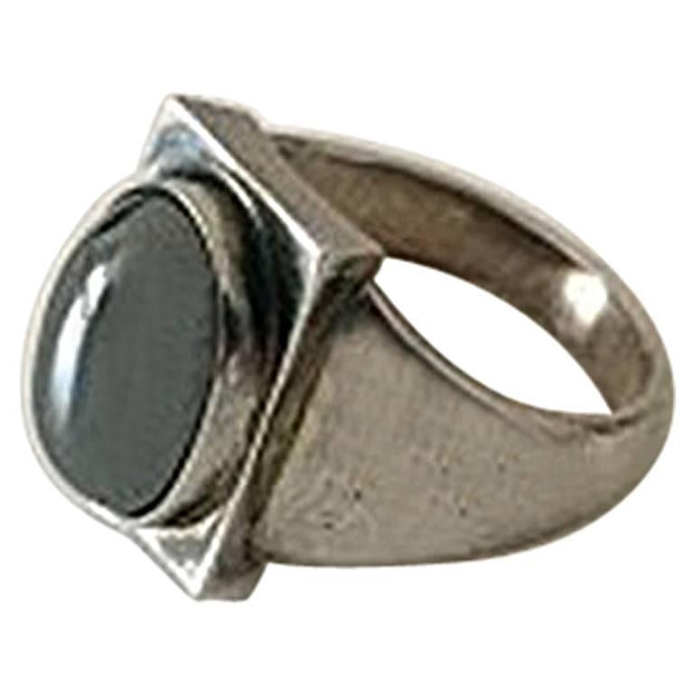 Georg Jensen Sterling Silver Ring with Hematite No 84