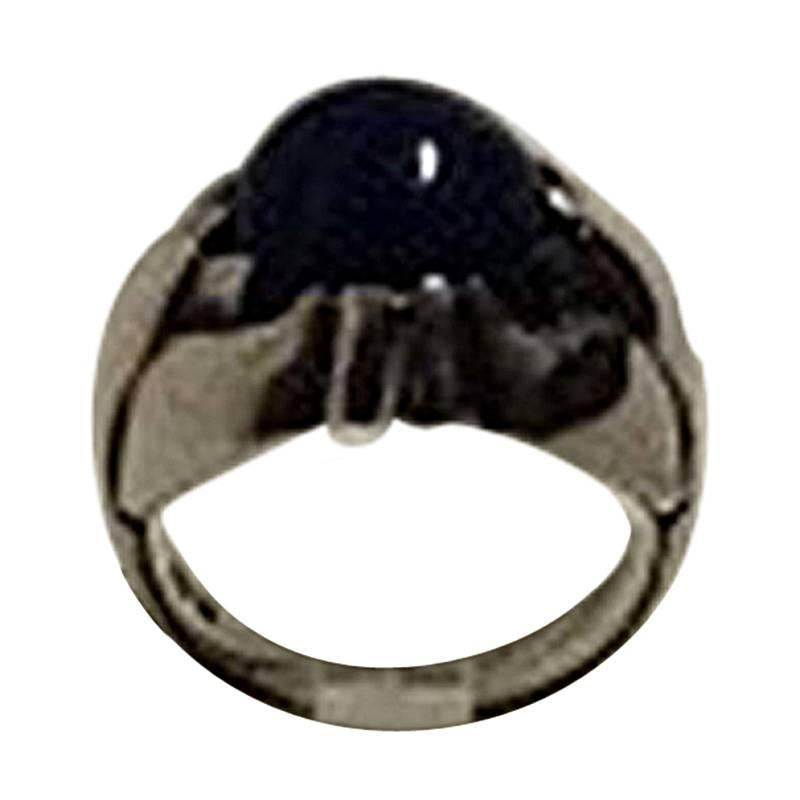Georg Jensen Sterling Silver Ring with Lapis Lazuli For Sale