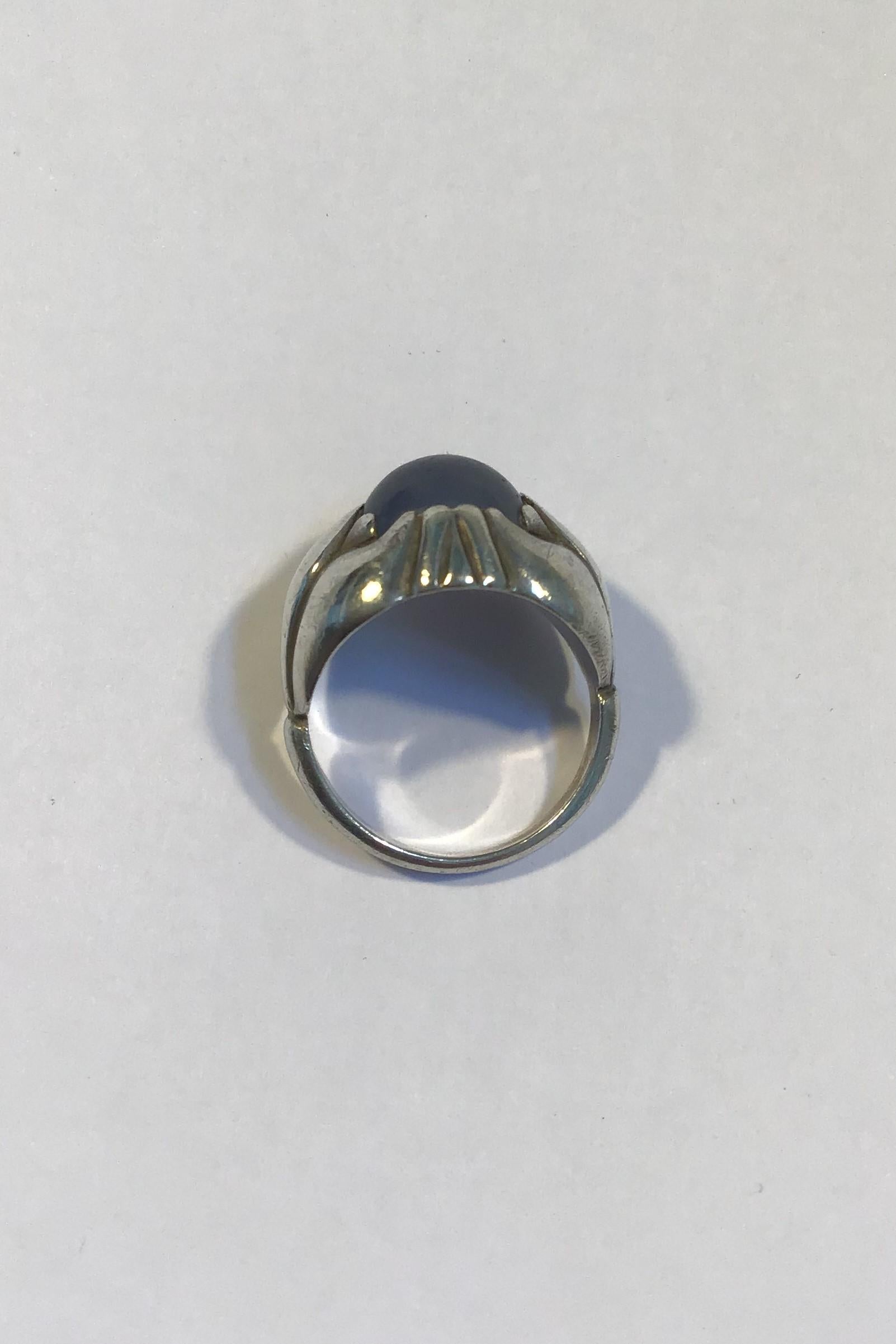 Georg Jensen Sterling Silver Ring with Light Blue Stone No 59 3