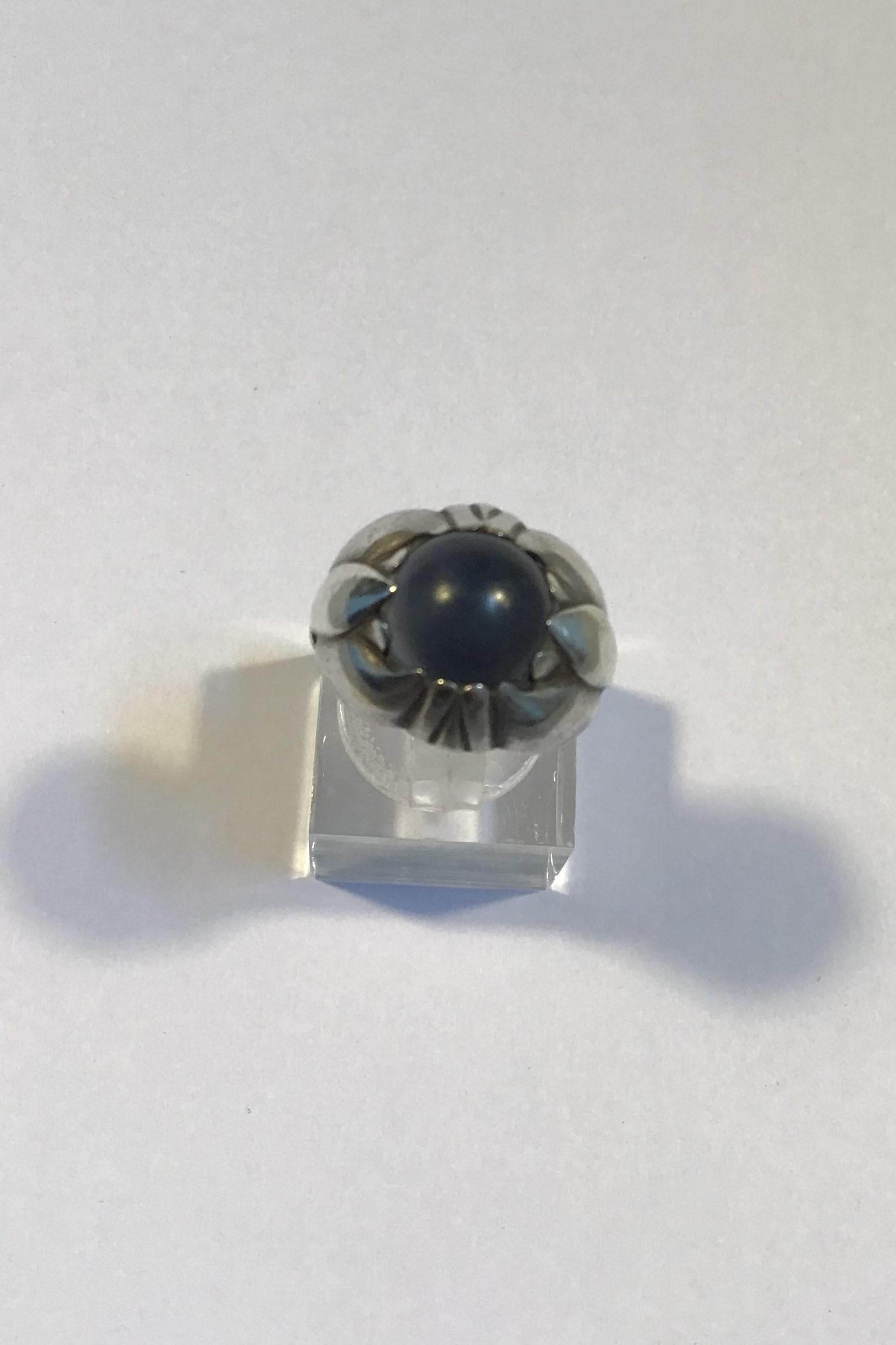 Georg Jensen Sterling Silver Ring with Light Blue Stone No 59 1