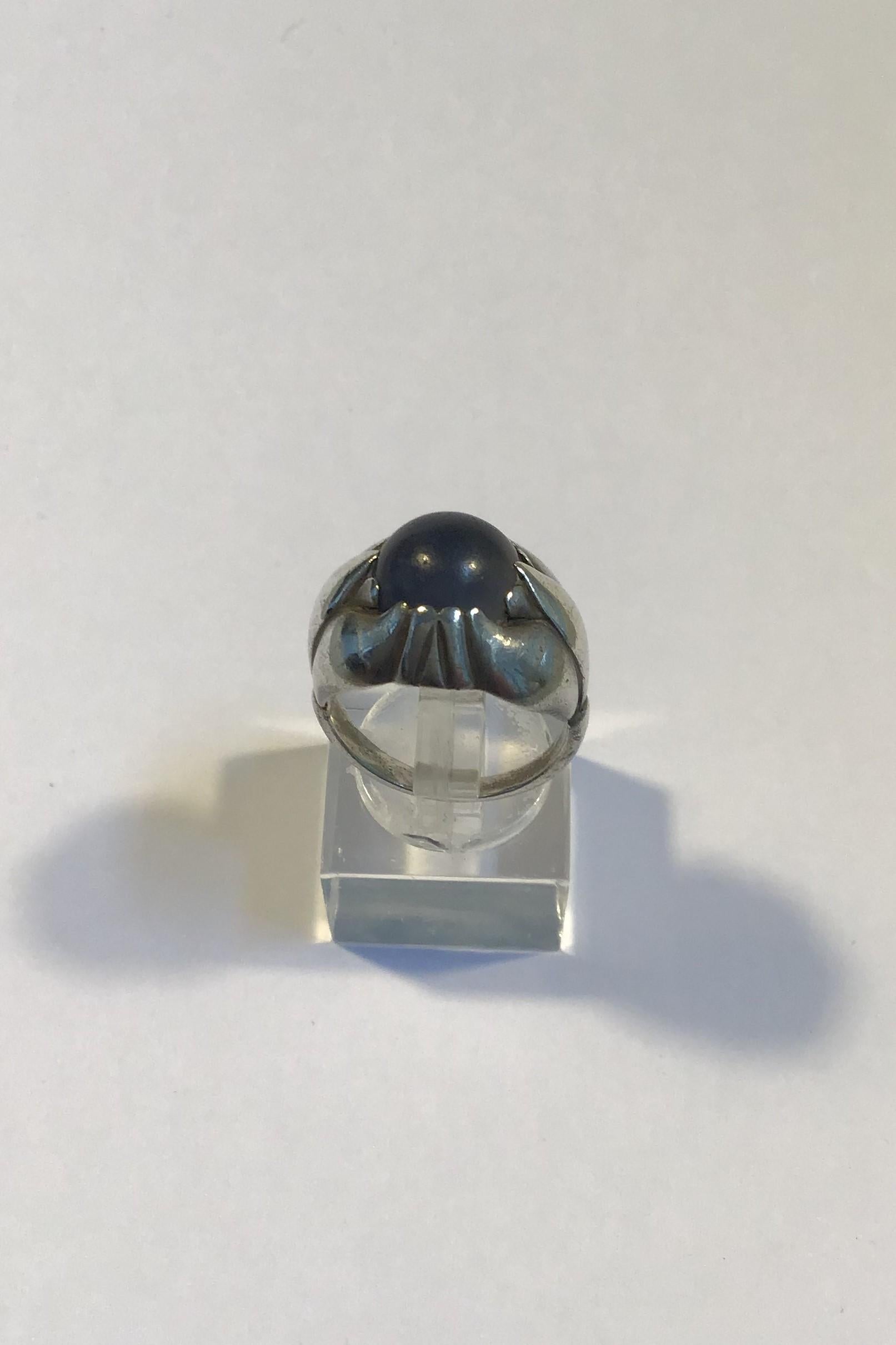 Georg Jensen Sterling Silver Ring with Light Blue Stone No 59 2