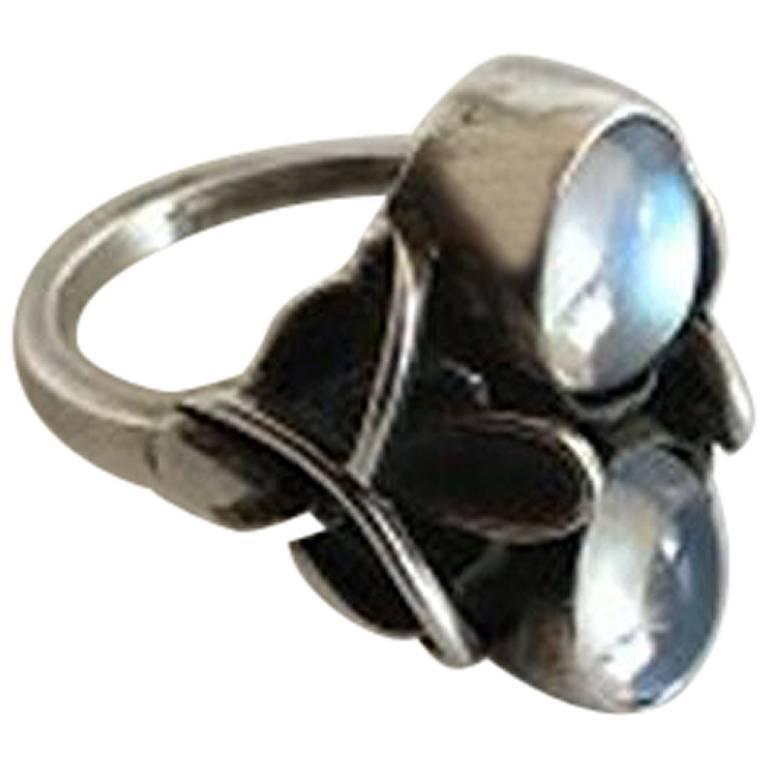 Georg Jensen Sterling Silver Ring with Moonstones No 48