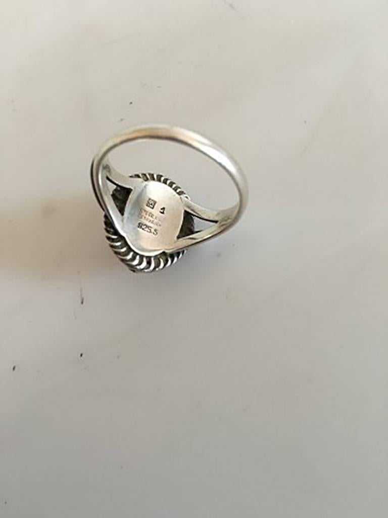 Art Nouveau Georg Jensen Sterling Silver Ring with Peach Colored Stone No 1