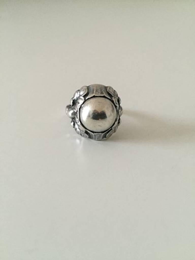 Georg Jensen Sterling Silver Ring with silver Stone No 11B from 1945-1951. Ring Size 55 / 7 1/4. Weighs 4 g / 0.14 oz.