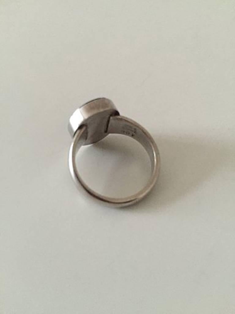 Modern Georg Jensen Sterling Silver Ring with Stone No 90F