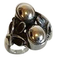 Georg Jensen Anello in argento sterling con due pietre d'argento n. 48