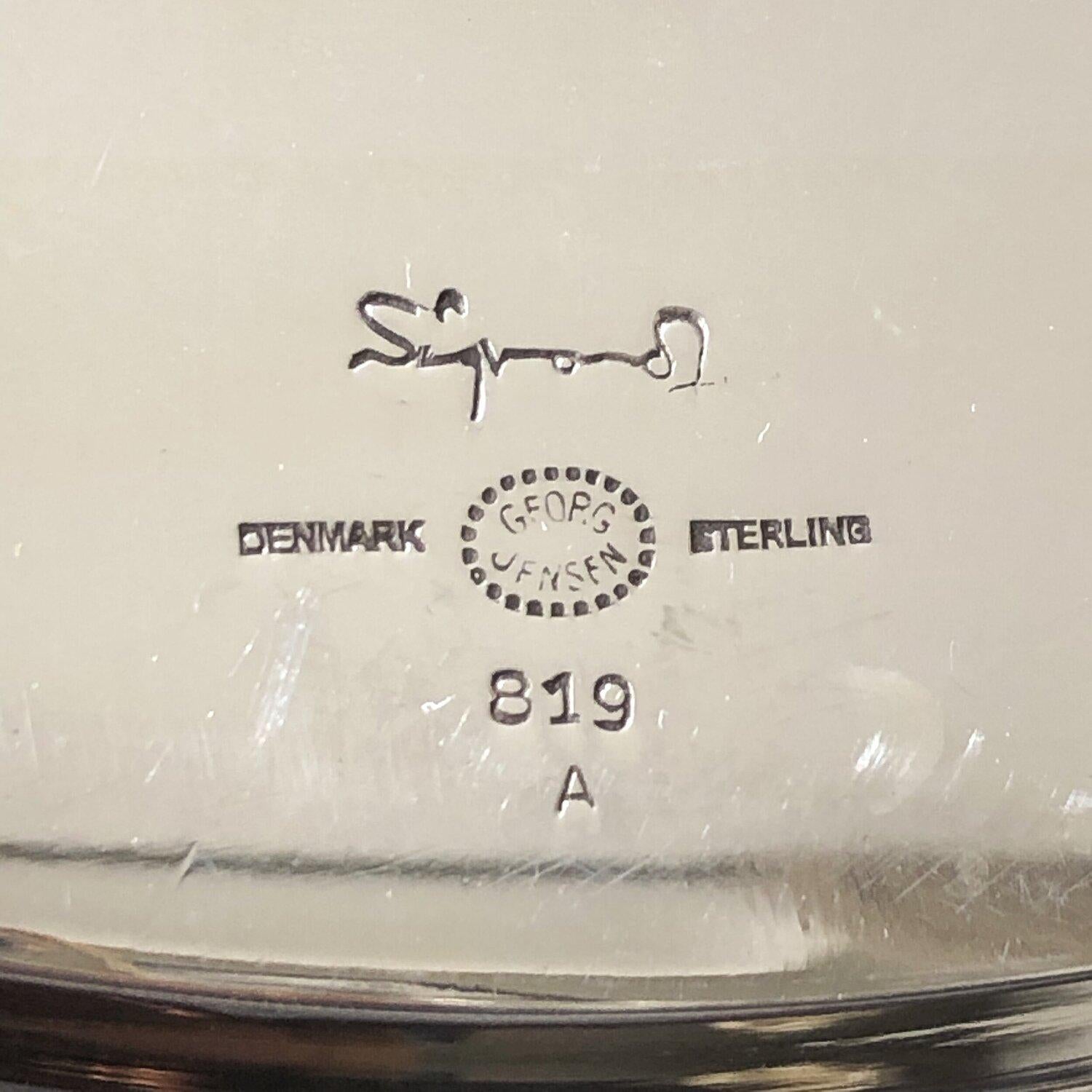 Art Deco Georg Jensen Sterling Silver Round Drinks Tray, No.819A by Sigvard Bernadotte
