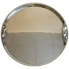 Georg Jensen Sterling Silver Round Serving Tray with Handles No 483
