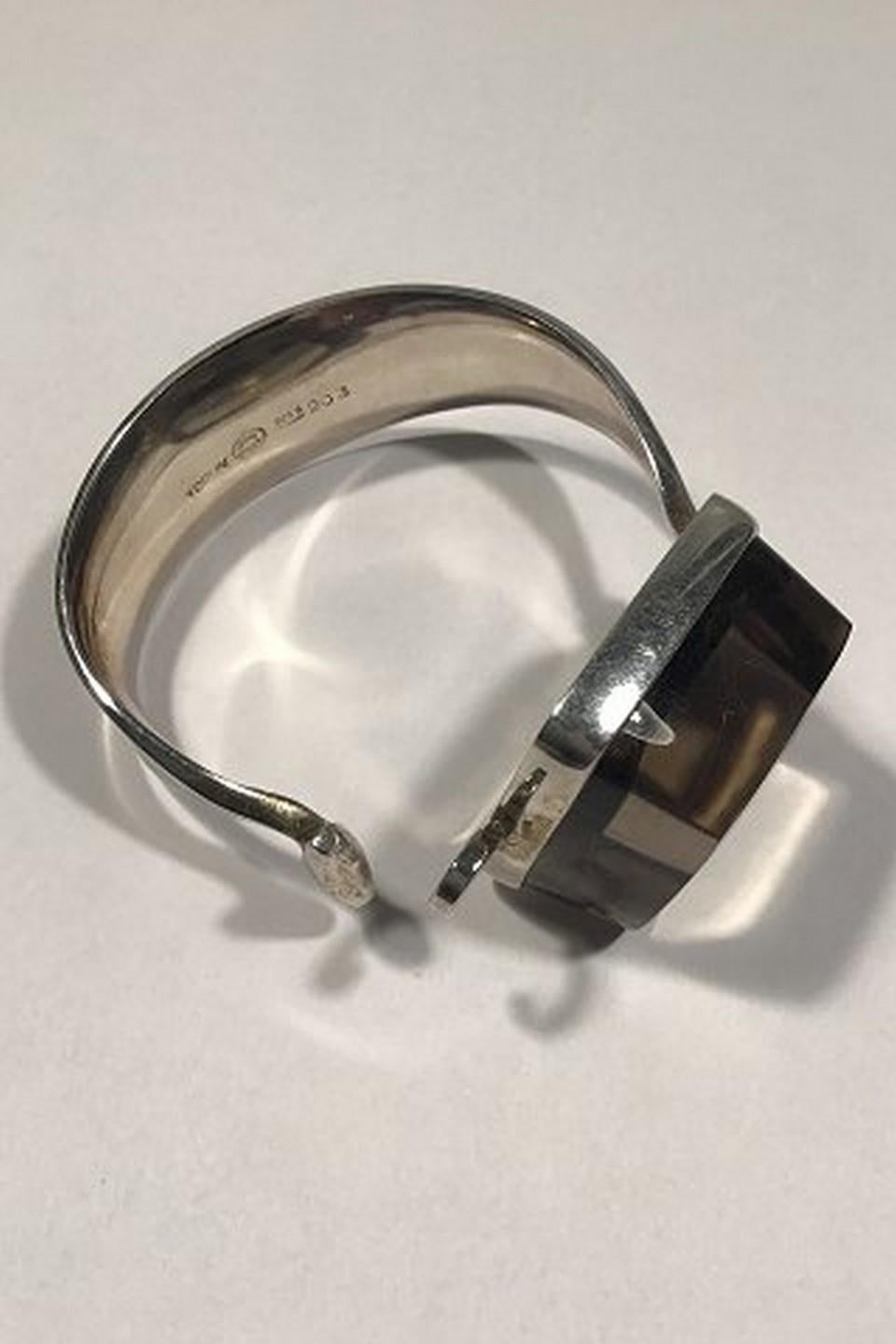 Modern Georg Jensen Sterling Silver Rutile Quartz Arm Ring No 203 Torun For Sale