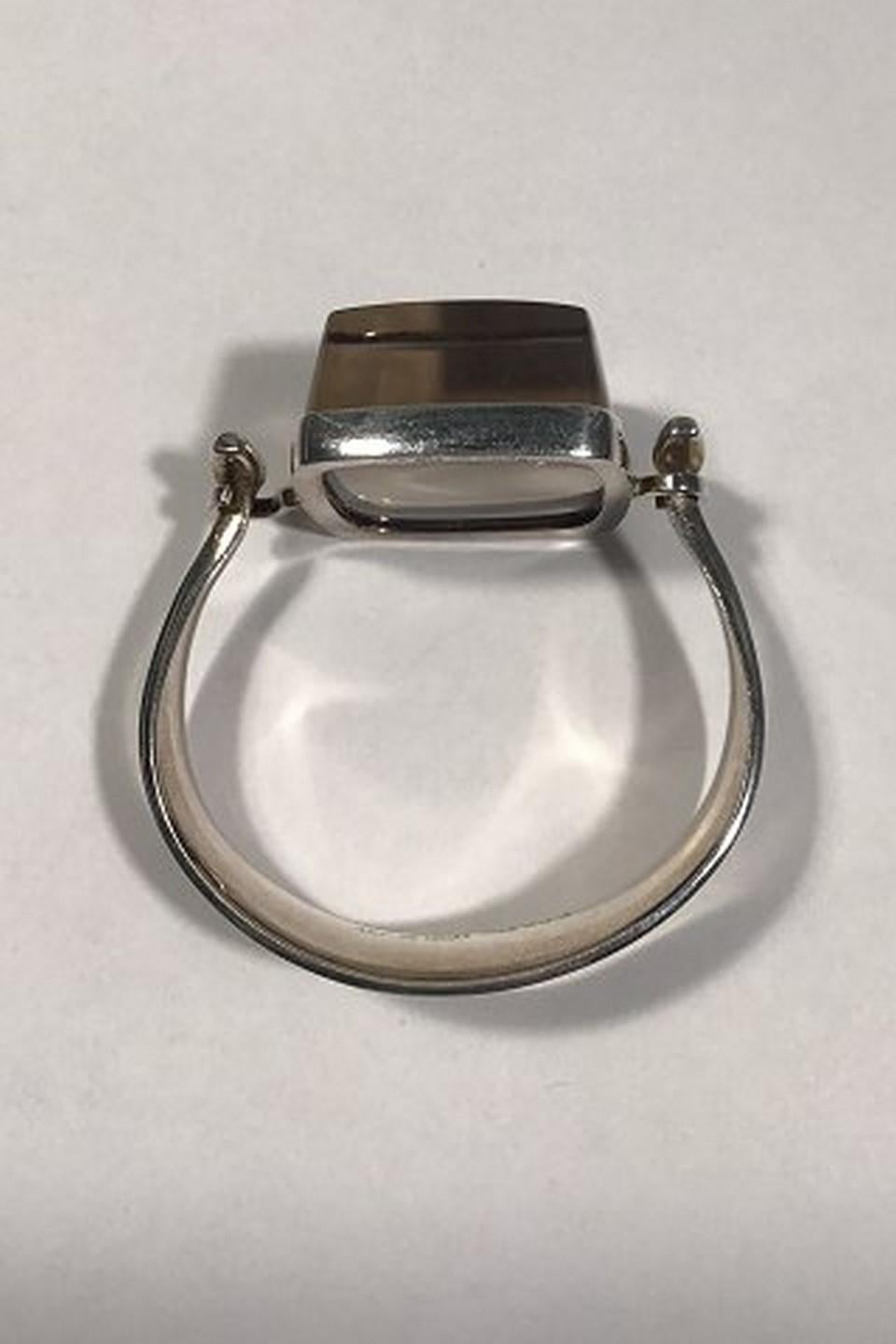 Square Cut Georg Jensen Sterling Silver Rutile Quartz Arm Ring No 203 Torun For Sale