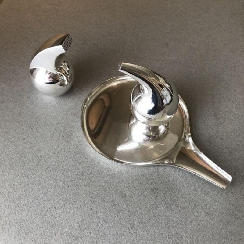 Danish Georg Jensen Sterling Silver Salt/Pepper with Tray No. 965 by Soren Georg Jensen