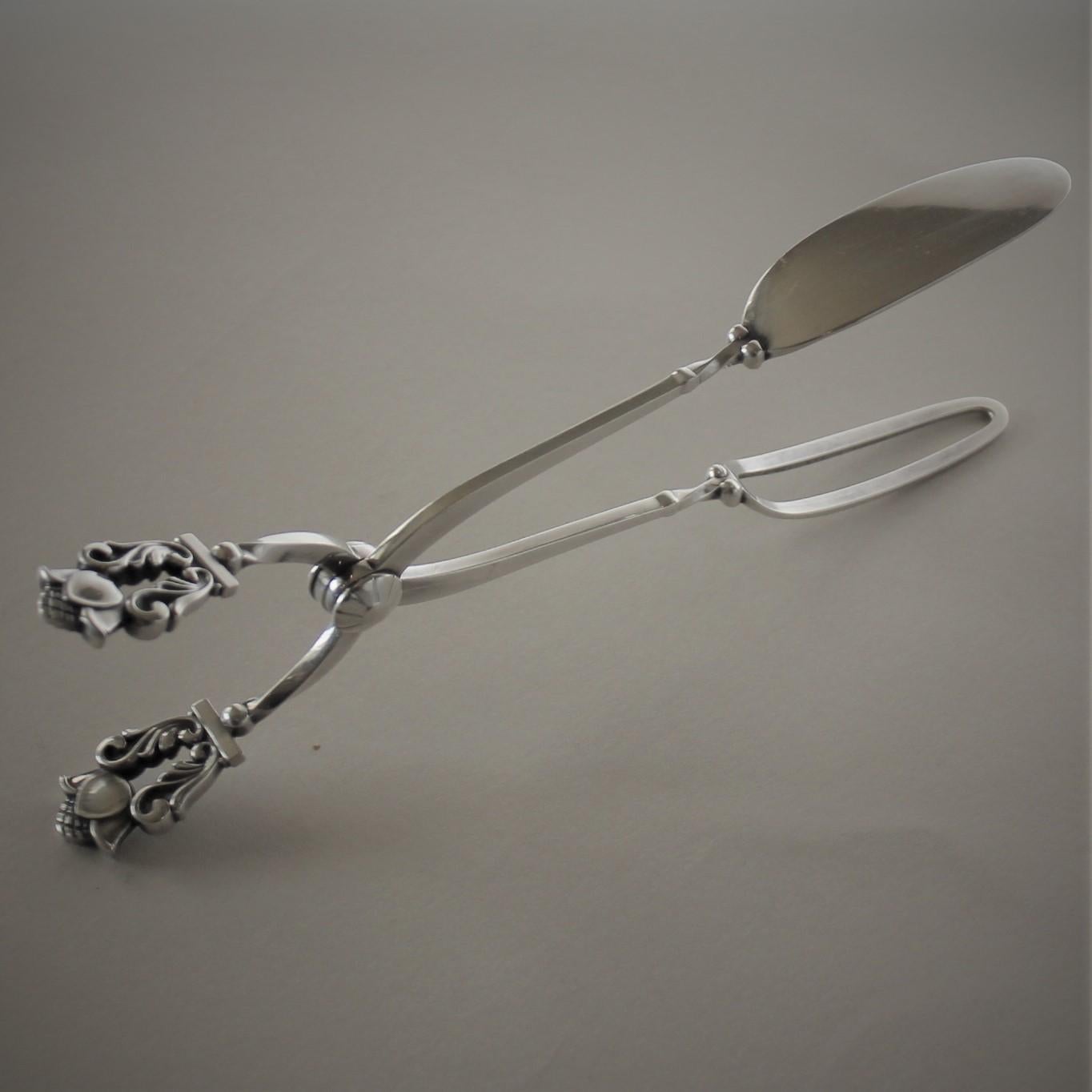 Danish Georg Jensen Sterling Silver Sandwich Tongs For Sale