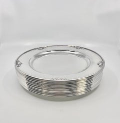 Georg Jensen Sterling Silver Set of 12 Acorn Charger Plates 642A