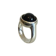 Georg Jensen Sterling Silver Sphere Ring No 473 with Black Agate