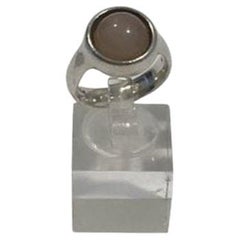Georg Jensen Sterling Silver Sphere Ring No 473 with Pink Stone