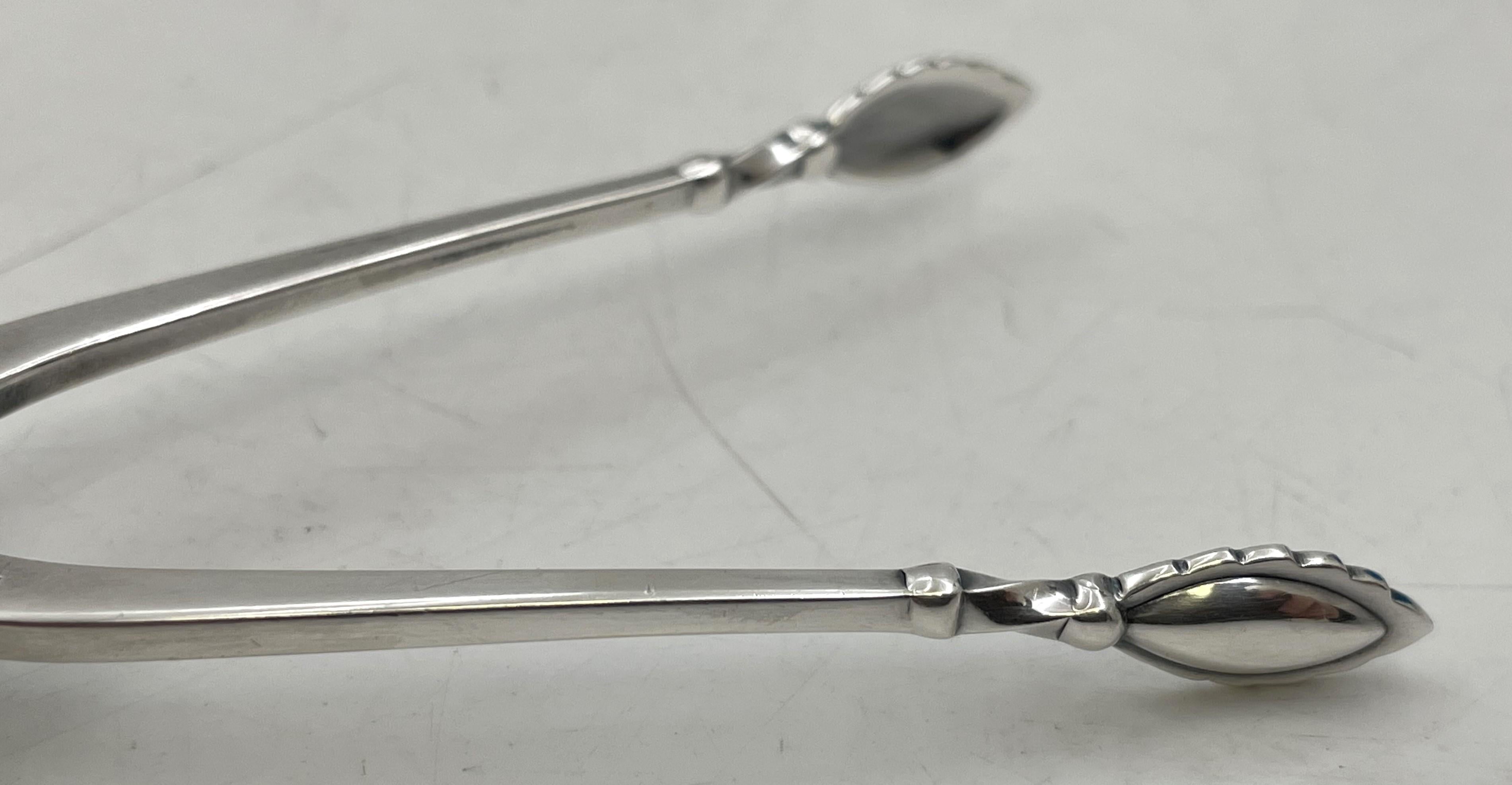 20th Century Georg Jensen Sterling Silver Sugar Tongs in Acorn Pattern For Sale