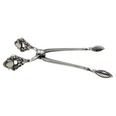 Tenazas de azúcar Georg Jensen de plata de ley con motivo de bellota