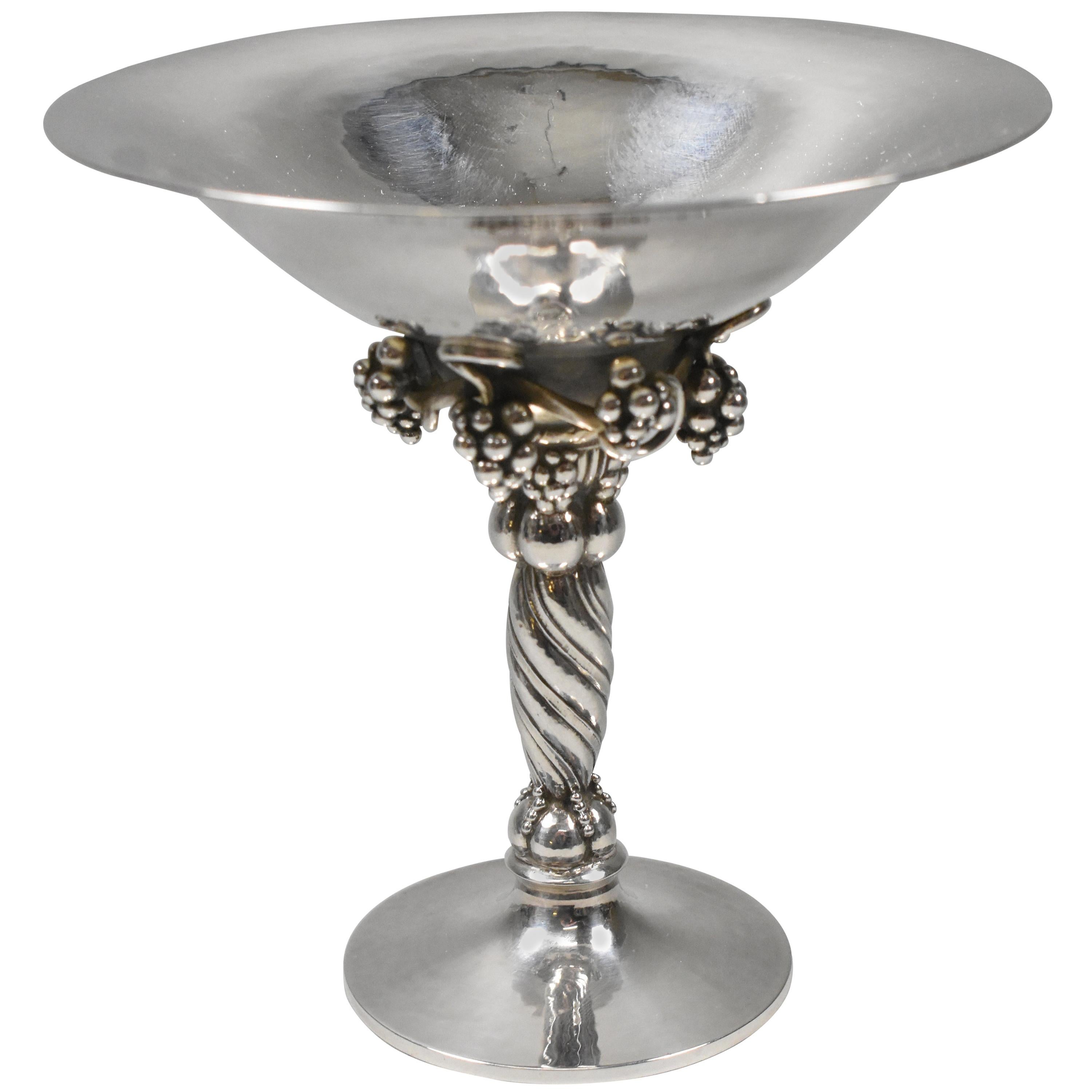 Georg Jensen Sterling Silver Tazza Compote With Grape Motif, 263 A For Sale