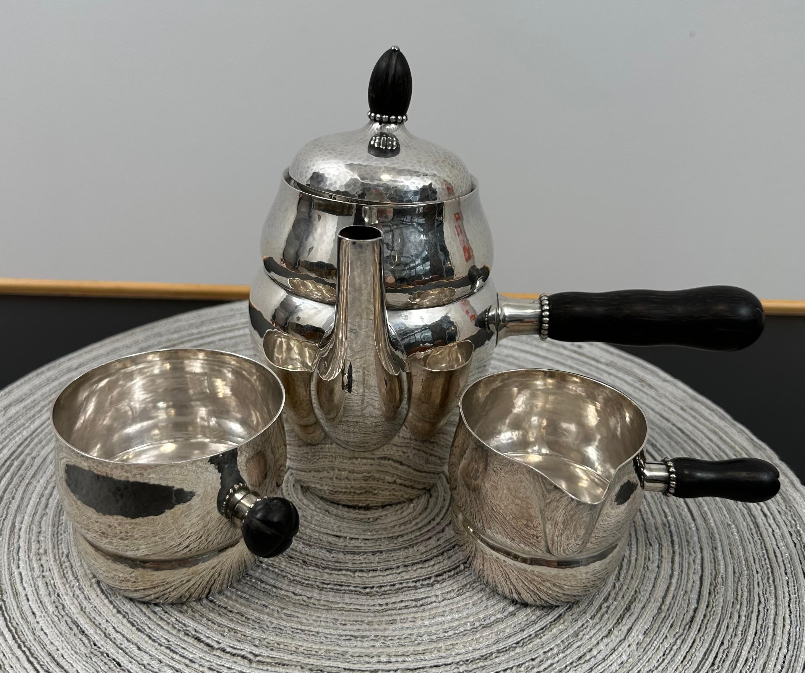 Service à thé / café Georg Jensen en argent sterling vers 1930 Bon état - En vente à Espoo, FI