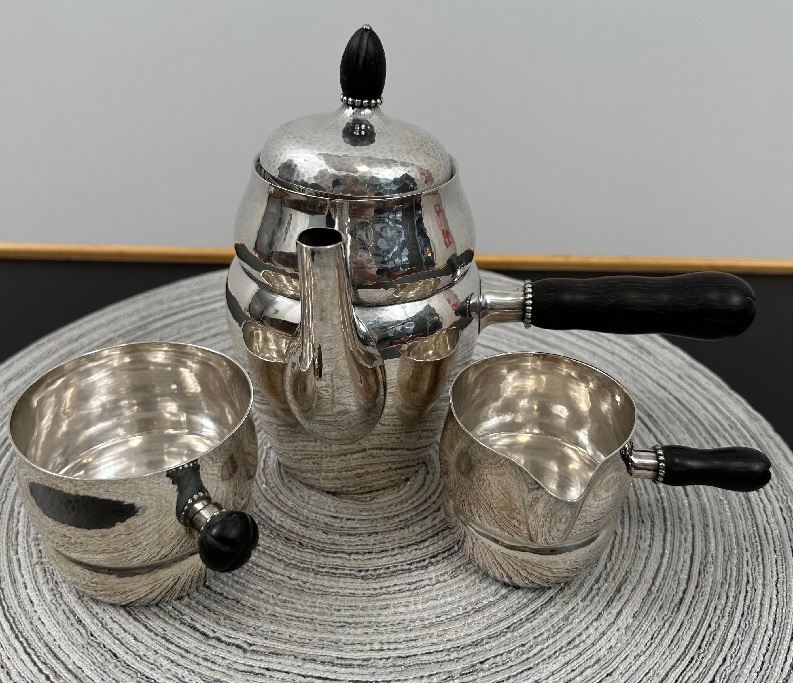 Georg Jensen Sterling Silber Tee / Kaffee Set um 1930 (Mitte des 20. Jahrhunderts) im Angebot