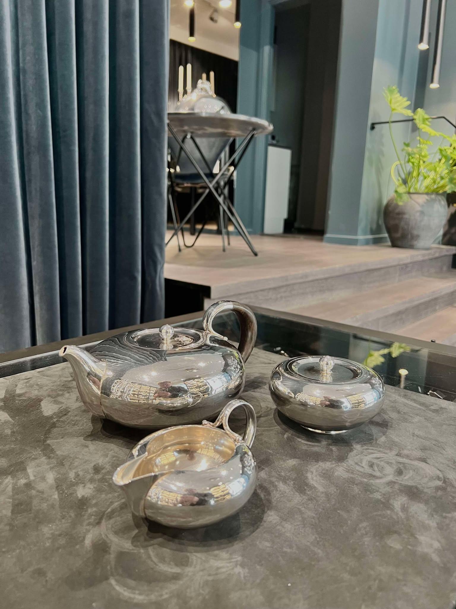 Scandinavo Georg Jensen Set da tè in argento 787 in vendita