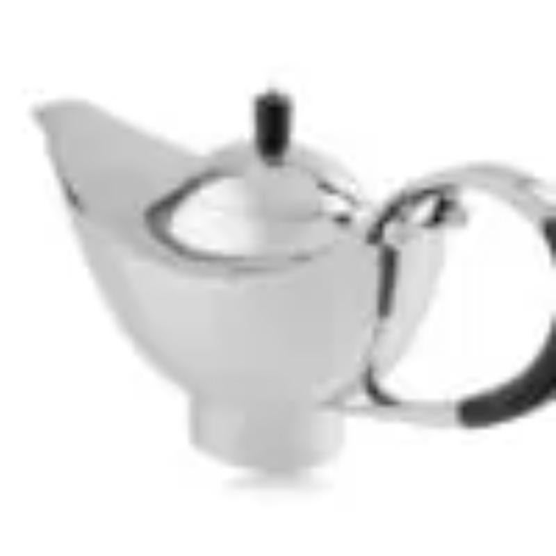 A sterling silver Georg Jensen teapot with ebony handle and finial, design #1011 by Johan Rohde from 1906. Originally designed as a coffee pot, this piece resembles an Aladdin’s lamp. A beautiful design in its own right, this piece has an importance