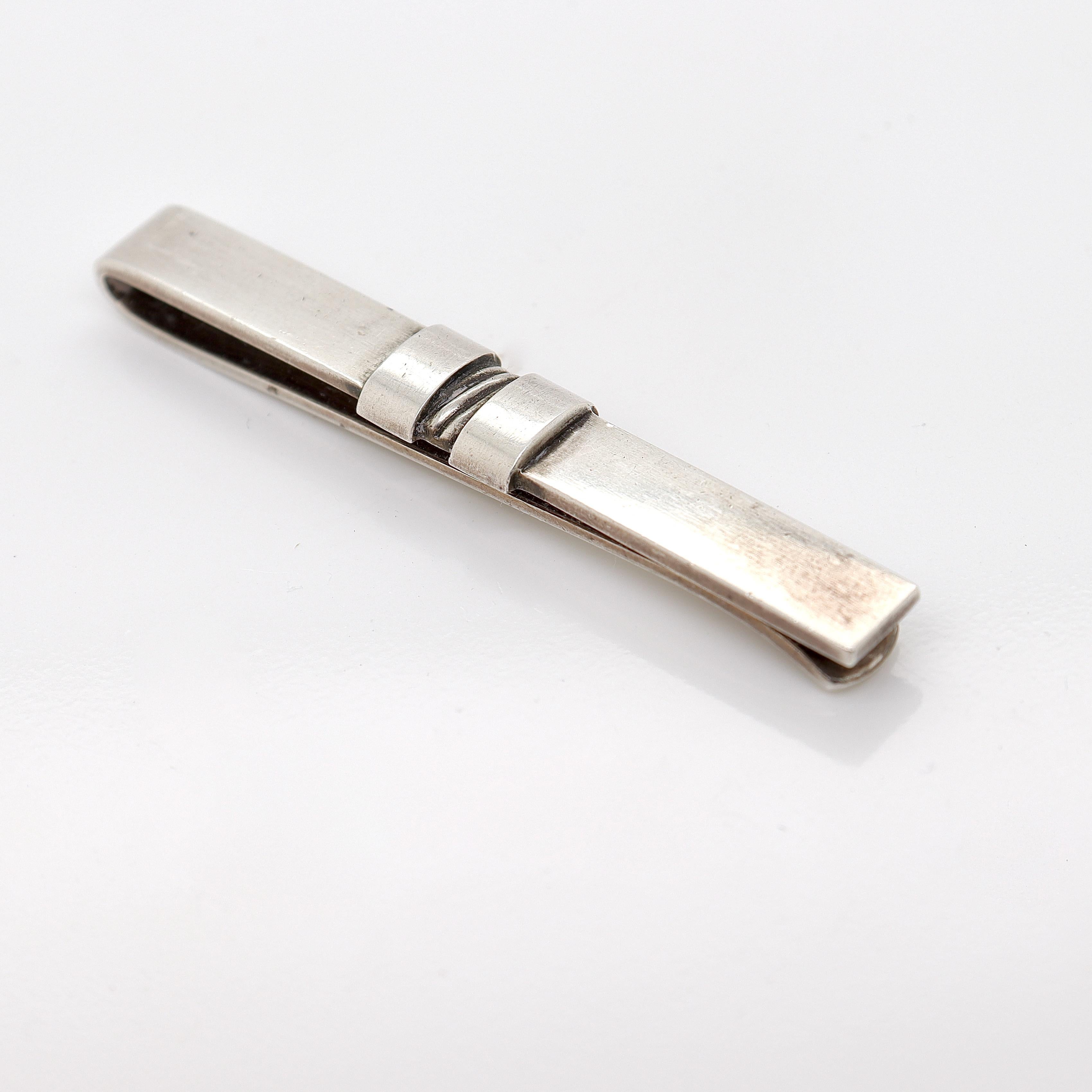 Georg Jensen Sterling Silver Tie Bar or Money Clip No. 74 In Good Condition For Sale In Philadelphia, PA