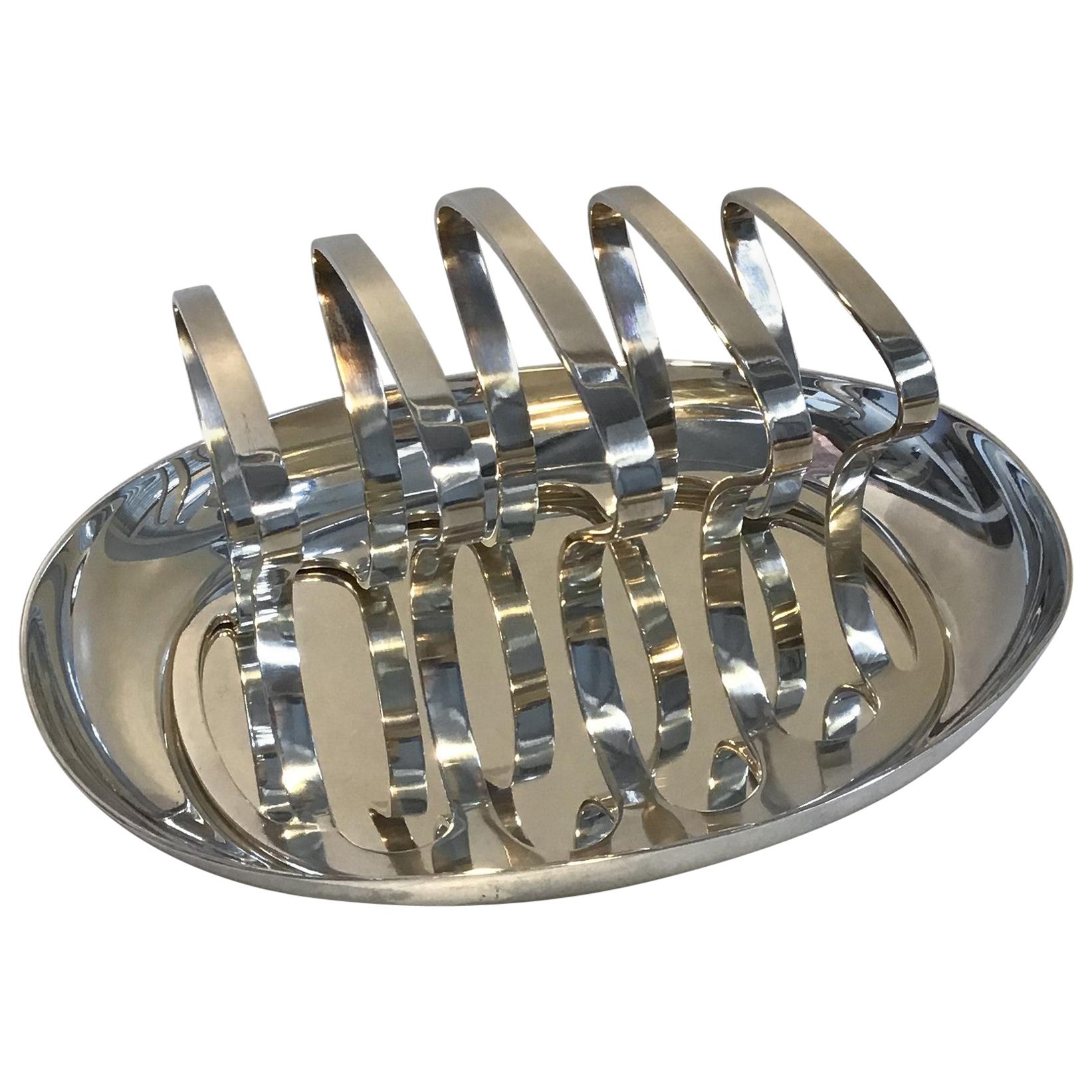 Georg Jensen Sterling Silver Toast Rack and Tray No. 1183 For Sale
