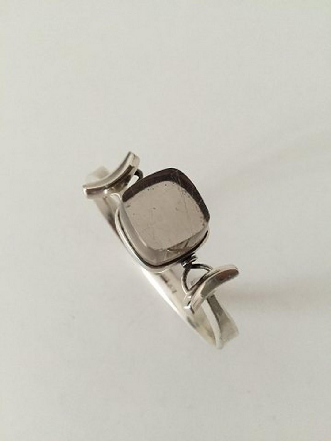 Modern Georg Jensen Sterling Silver Torun Bracelet with Quartz No 207 For Sale