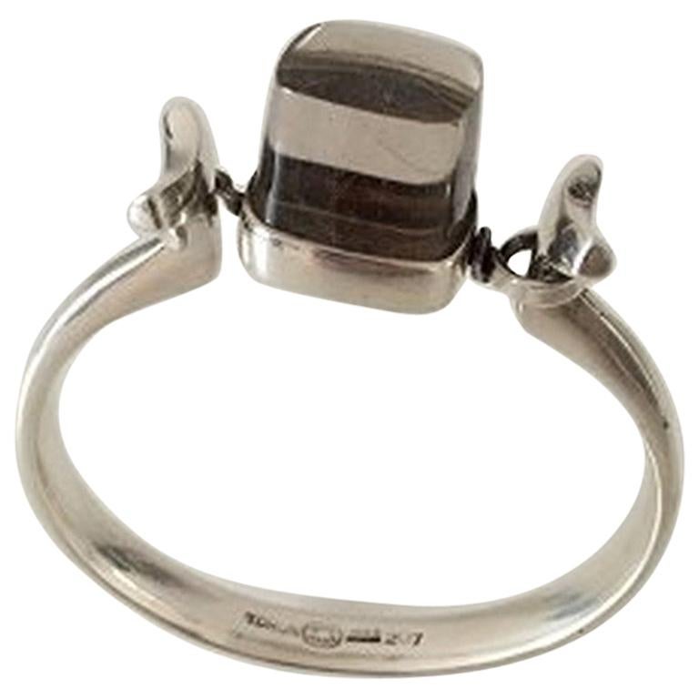 Georg Jensen Sterling Silver Torun Bracelet with Quartz No 207 For Sale