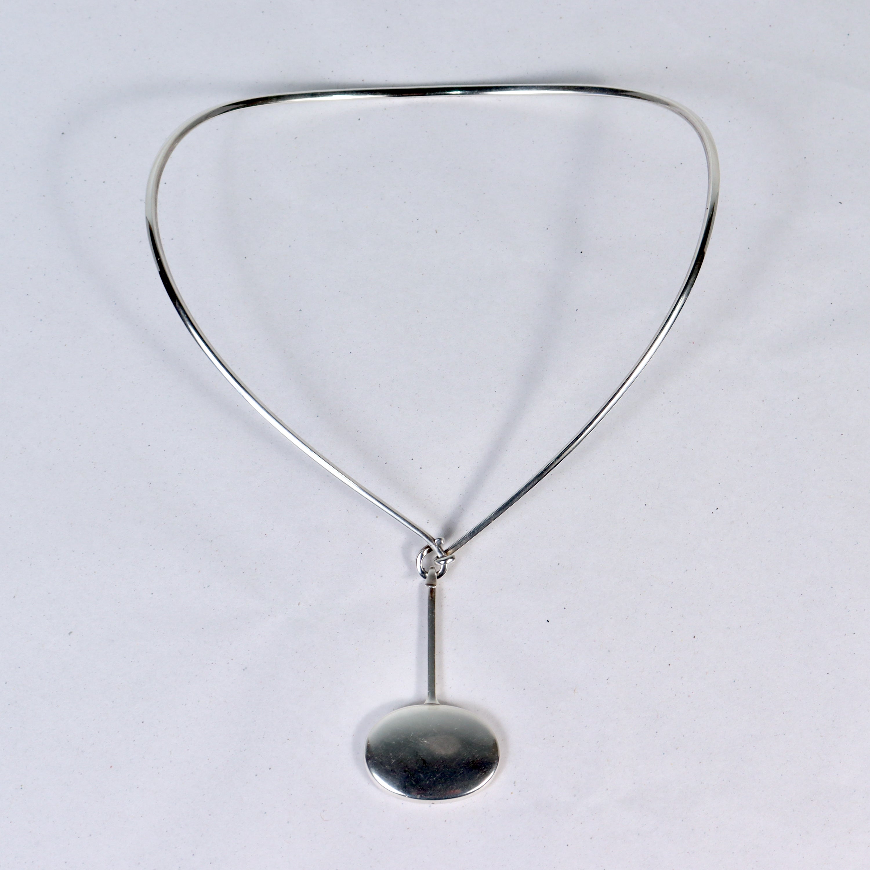 Georg Jensen Sterling Silver Torun Collar No. 167 & Pendant No. 304 Necklace In Good Condition For Sale In Philadelphia, PA