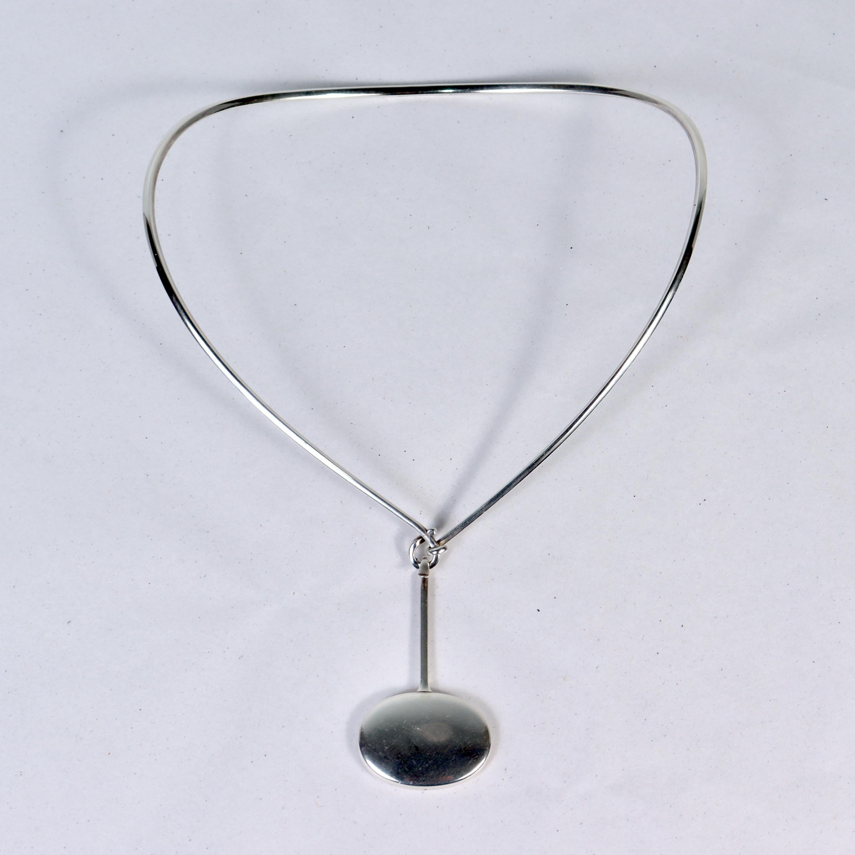 Women's or Men's Georg Jensen Sterling Silver Torun Collar No. 167 & Pendant No. 304 Necklace For Sale