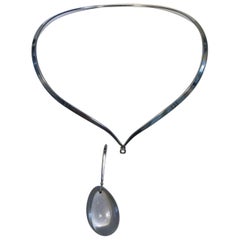 Georg Jensen Sterling Silver Torun Neck Ring No 169 and Rutile Quartz Pendant No