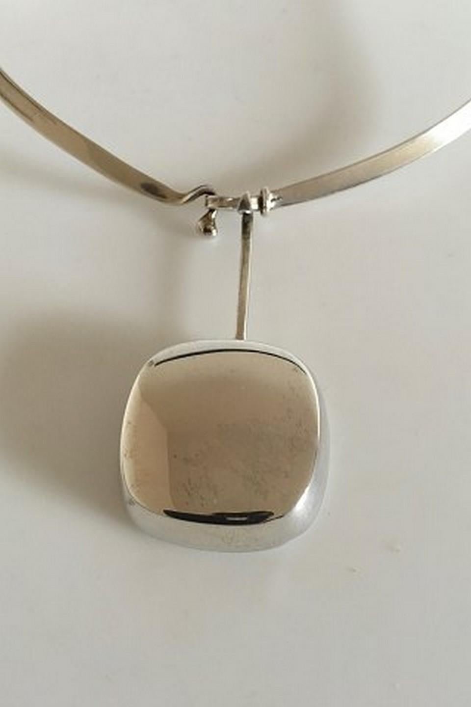 Modern Georg Jensen Sterling Silver Torun Neckring #168 with Pendant #306