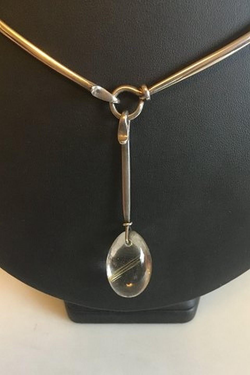 Torun-Halsring aus Sterlingsilber von Georg Jensen, Nr. 174, mit Torun-Anhänger Nr. 128 (Moderne) im Angebot